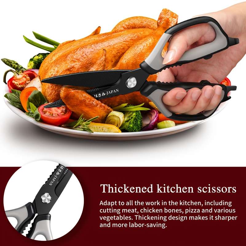 1pc Stainless Steel Kitchen Scissors Multi-Functional Food Shears with Non-Slip Soft Handle S
