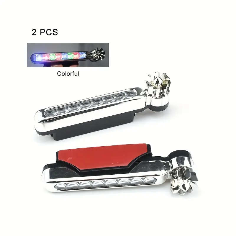 2pcs Colorful Car Wind Powered Car LED Fan Light Rotation Fan Lamp Automobile Decorative lamp