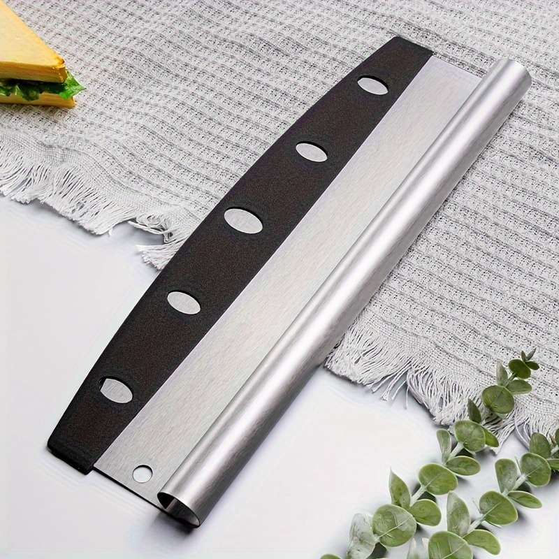 1pc Ergonomic Design Stainless Steel Pizza Cutter with Black Handle Perfect for Cutting Pizzas a