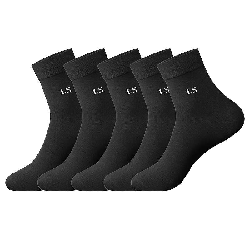 5 Pairs Black One Size High Elastic Socks