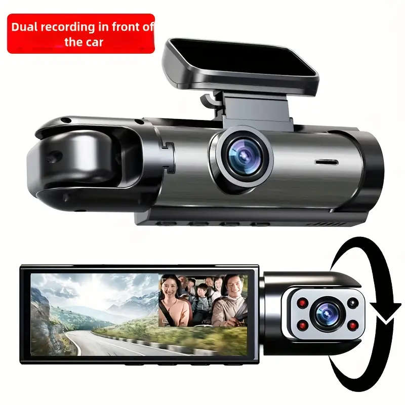 HD 1080P Dual-Camera Car DVR with Night Vision 8.03cm IPS Screen Wide Angle Lens
