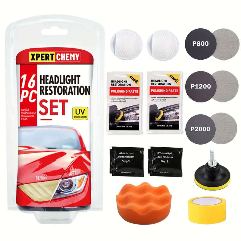 1set Auto Restore and Protect Headlight Restoration Kit Use On Plastic Lenses Headlights Taillights