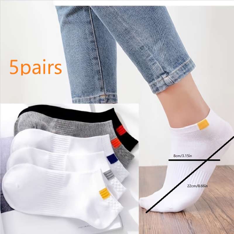 5 Pairs Boat Socks Color Mark One Size High Elastic Socks