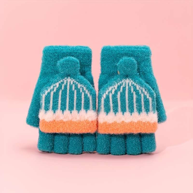 1 Pair 4 To 8 Years Old Yellow Warm Gloves