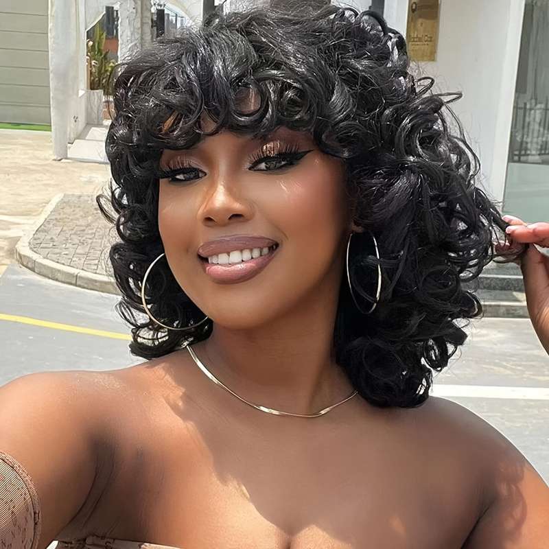 1Pc Black 40.64cm Fashion Design Wig
