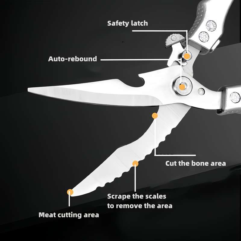 1pc One Heavy Duty Kitchen Scissors High Quality Stainless Steel Large Chicken Bone Scissors Shar