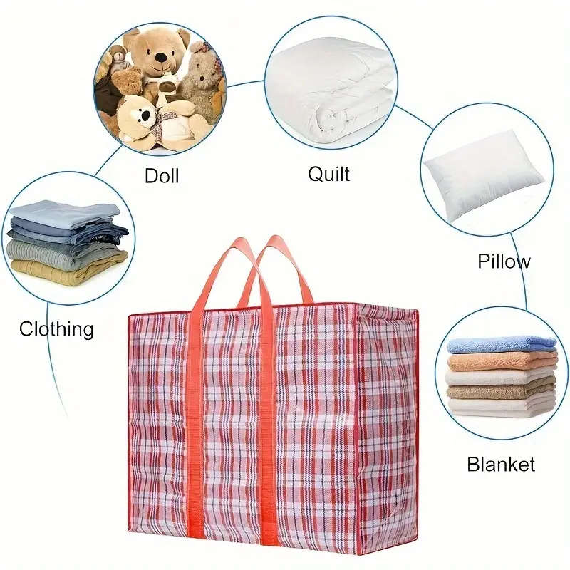 3pcs Large Moving Storage Bags Versatile Quilt Toy and Clothes Organizer with Zippers Durable Plasti