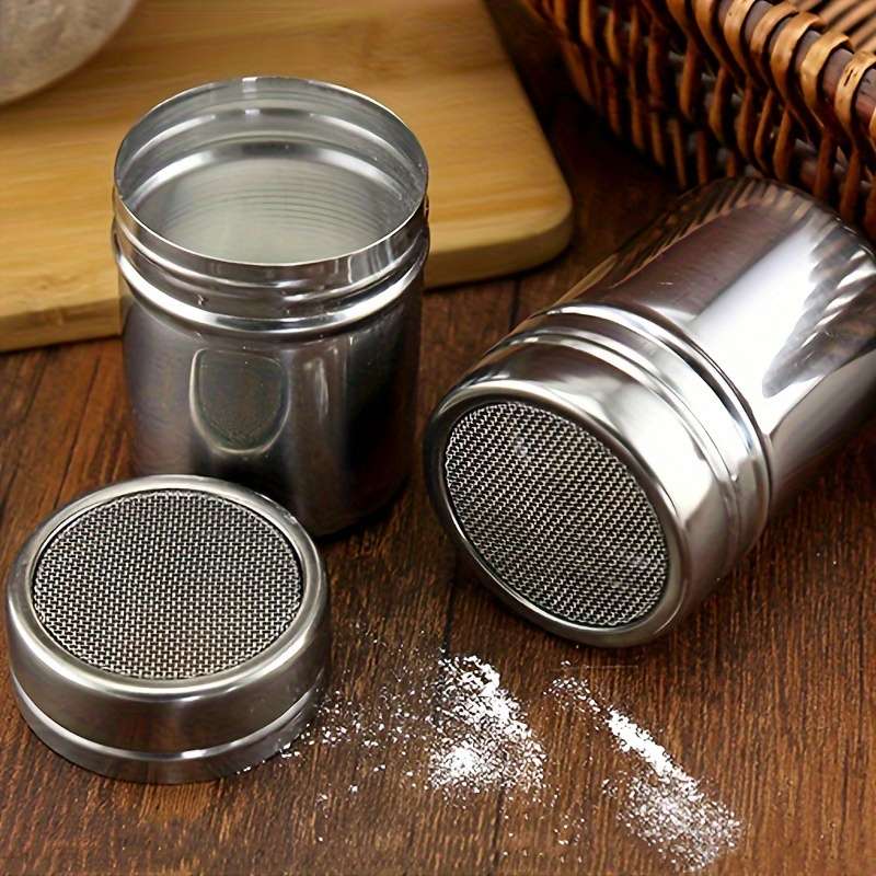 1pc Stainless Steel Powder Sugar Shaker Duster Fine Mesh for Precise Cocoa Cinnamon Coffee
