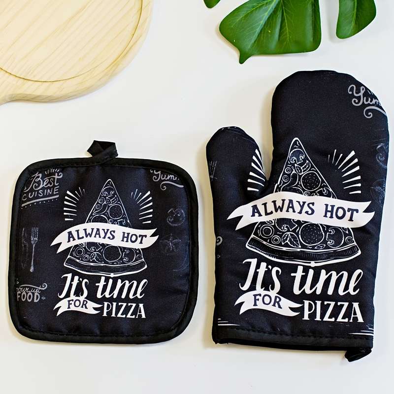 Set of 2 Leeons Oven Mitts Pot Holders Heat Resistant 100% Polyester Kitchen Gloves with S