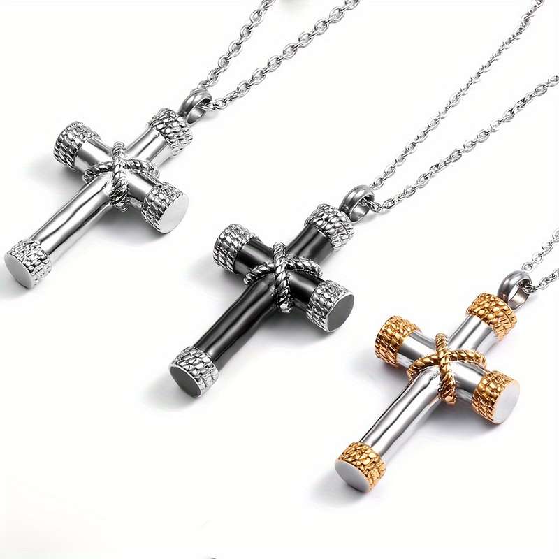 1 Piece Golden Cross Can Be Opened Jesus Theme Pendant