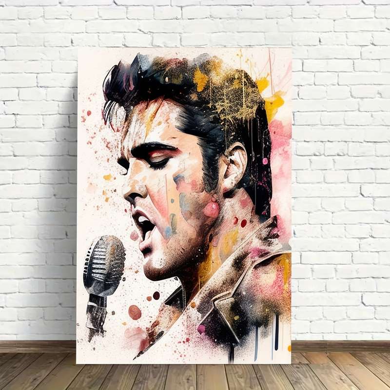 1pc  Frameless Elvis Presley Watercolor Canvas Wall Art Poster 30.48x45.72 cm Vibrant Colors