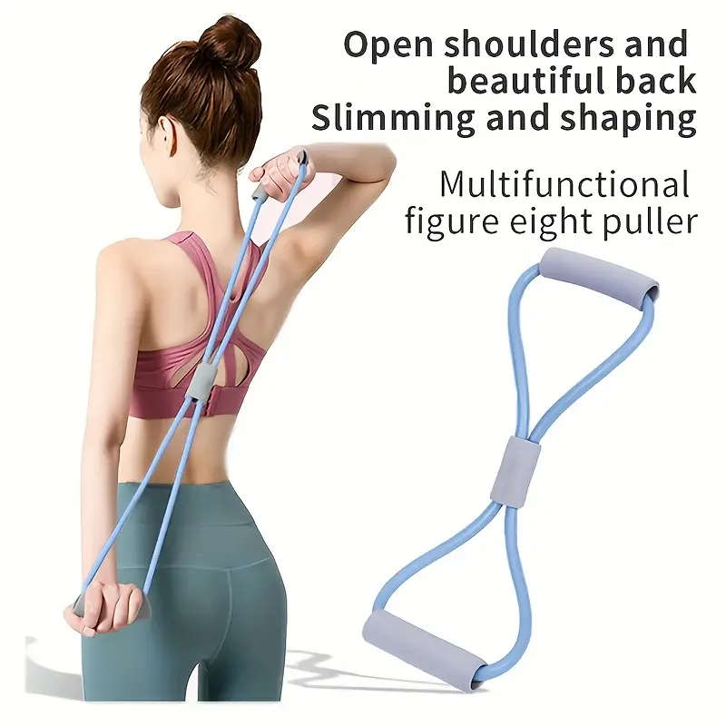 1pc 8-Shaped Elastic Resistance Band for Women Yoga Fitness Equipment for Back Toning Chest Expansio
