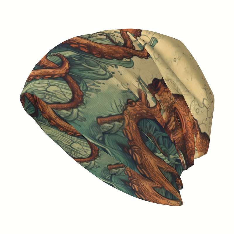 1pc Retro Brimless Hat With Octopus Pattern For Men Women Ideal Choice For Gifts