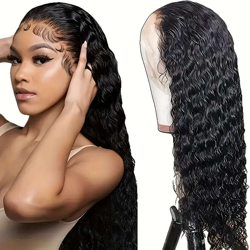 High Density 200% Water Ripple Black Lace Front Wig