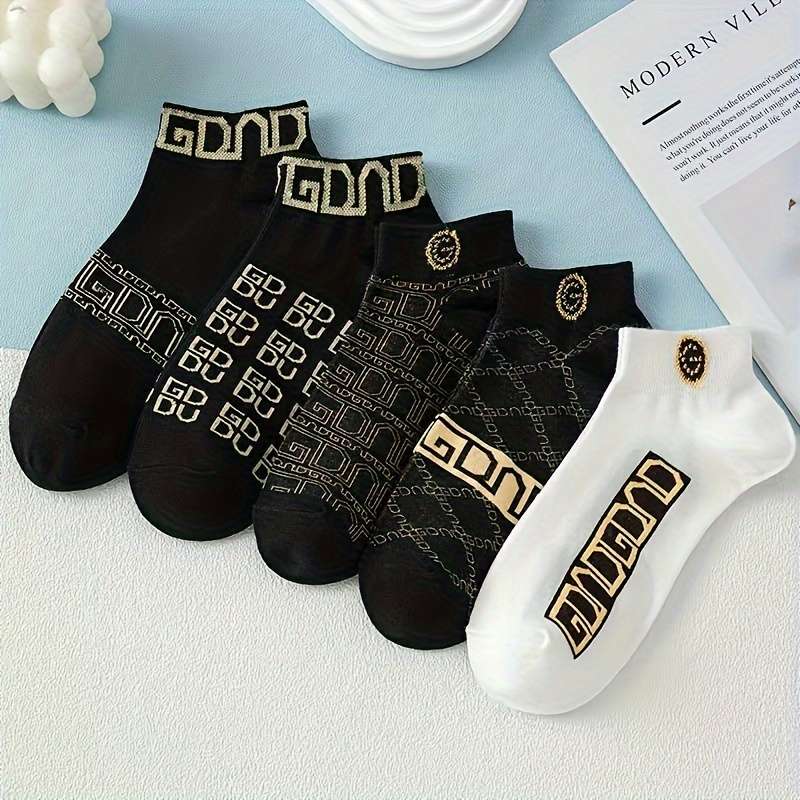 5 Pairs Of Mixed Colors One Size High Elastic Socks