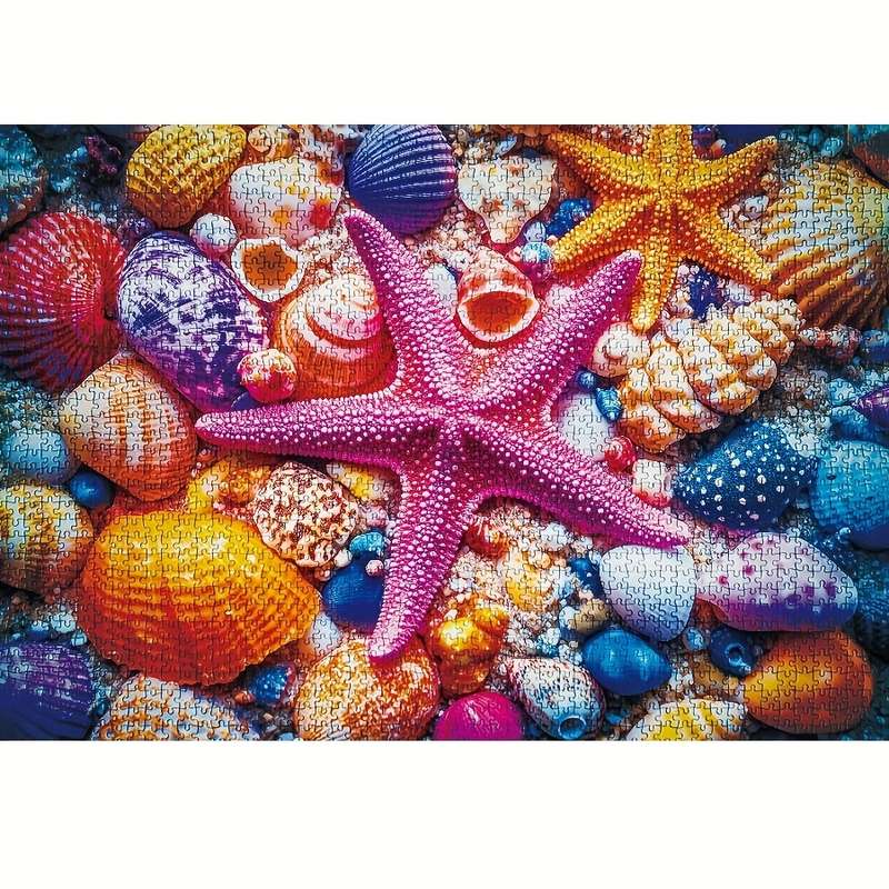 1000pcs Colorful Seashells Starfish Jigsaw Puzzle for Adults Vibrant Beach-Themed