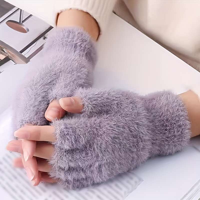1 Pair Black Warm Gloves