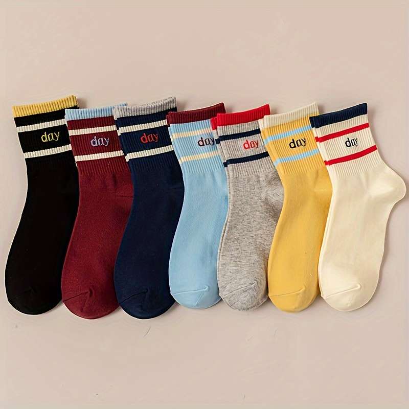 7 Pairs One Size Weekly Socks High Elastic Socks