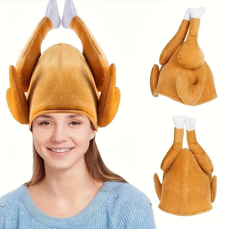 1pc Funky Turkey Leg Chef Hat for Thanksgiving Christmas Polyester Perfect for Holiday Parties