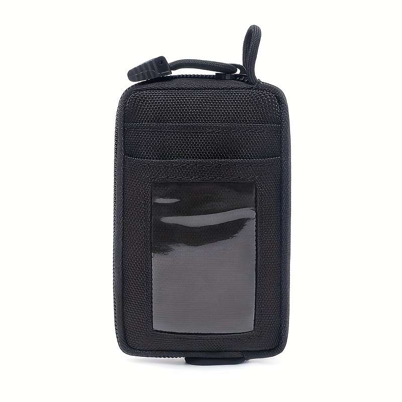 1pc Sporty Oxford Mini Waist Pouch with Clear Window Multi-Functional Coin Purse Card Holder 1 P