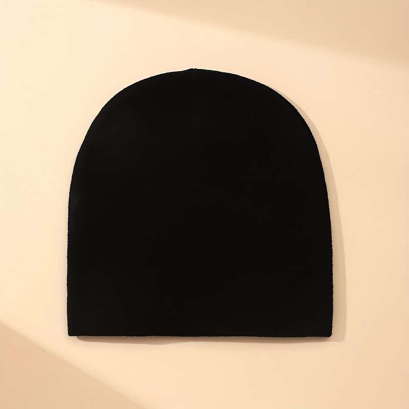 1pc Women's Knitted Jacquard Beanie Casual Stylish Black White Skull Cap Daily Wear Headwear