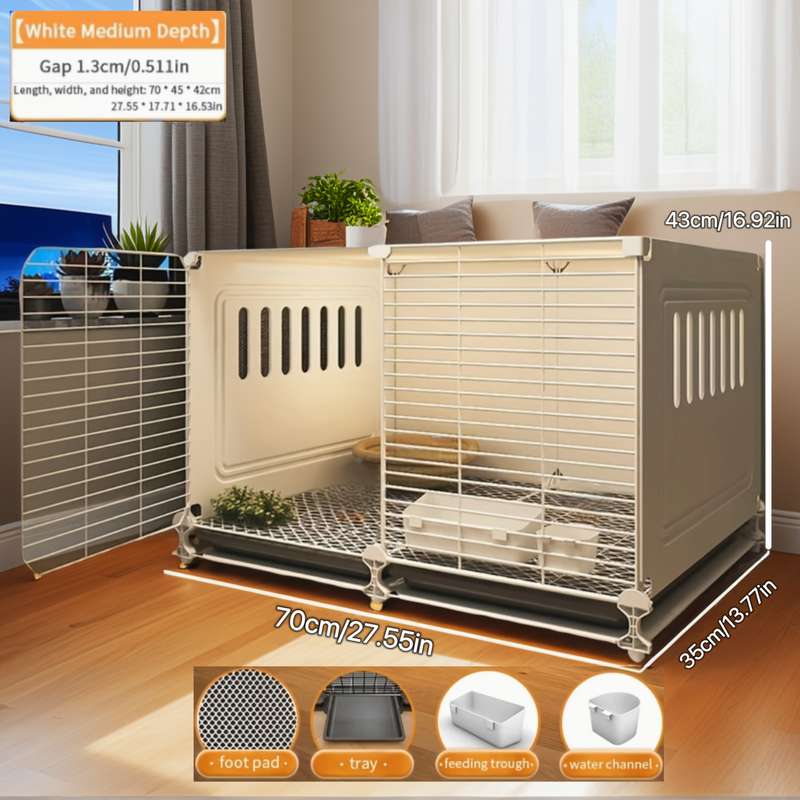 1pc Gray With Wheels Four Grid Pet Cage