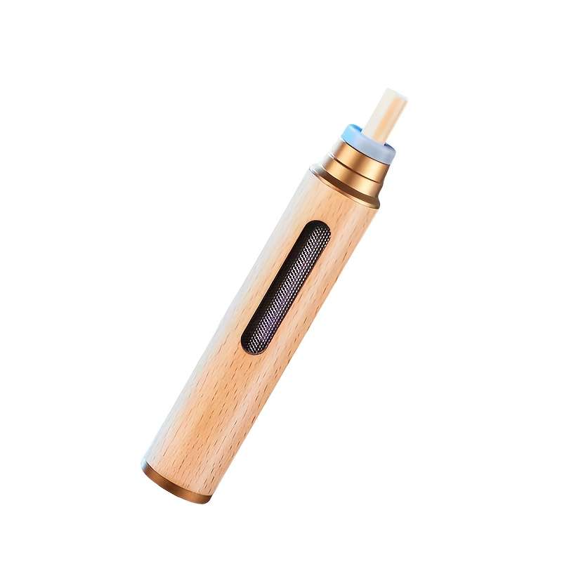 1pc Wooden Mini Car Ashtray Portable Round Metal Dust-Proof Container with Lid for Vehicle Us