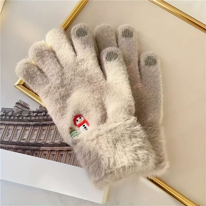 1 Pair Grey Warm Gloves