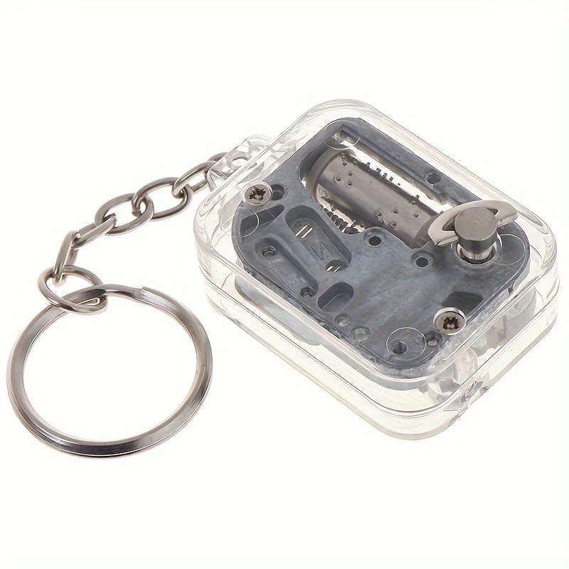 1Pc Diy Mechanical Music Box Keychain Wind Up Battery Free Zinc Alloy Abs Plastic Unique Gift Idea