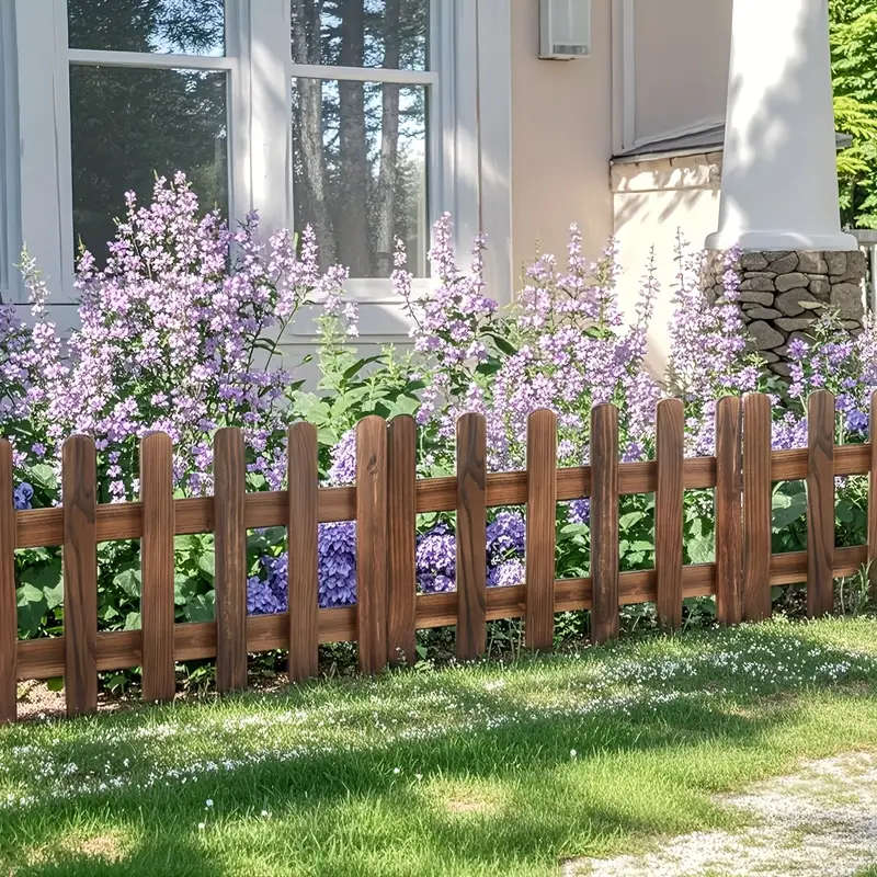 4 Piece Rustic Redwood Garden Fence