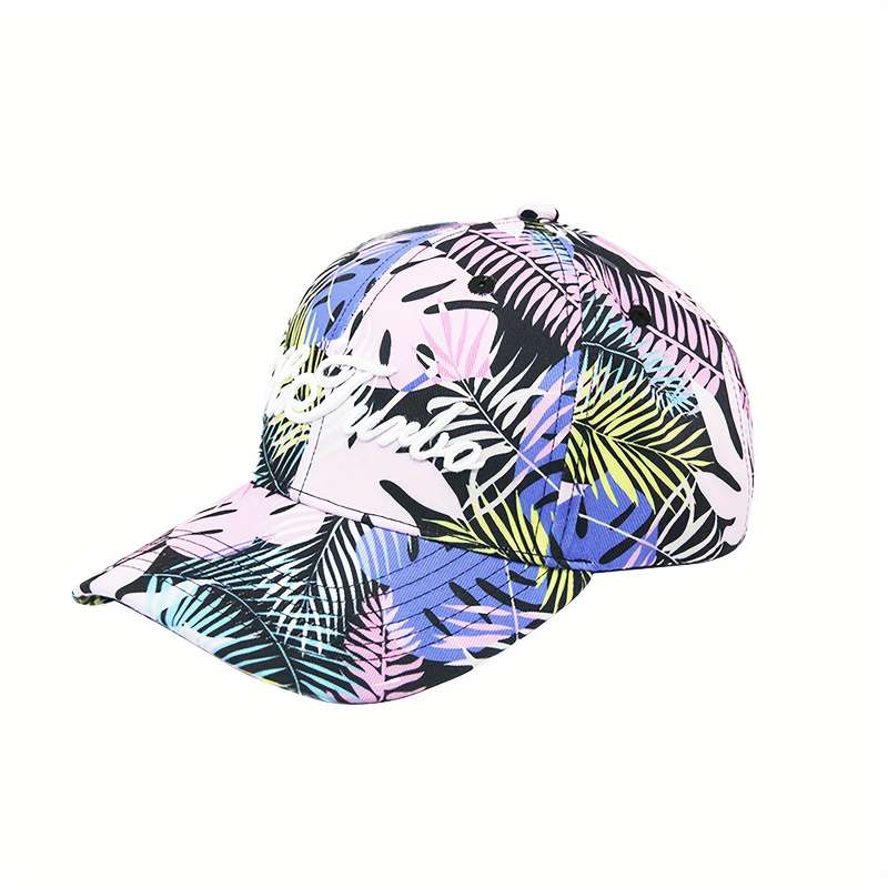 1pc Adjustable Floral Baseball Cap Tropical Leaf and Flower Patterns Lightweight Polyester Sun