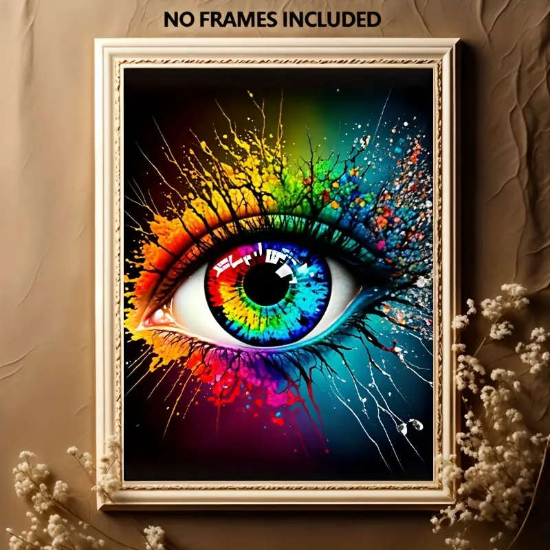 1pc Colorful Eye Abstract Canvas Art 30.48x40.64cm Frameless Modern Wall Decor for Living Room Bedro