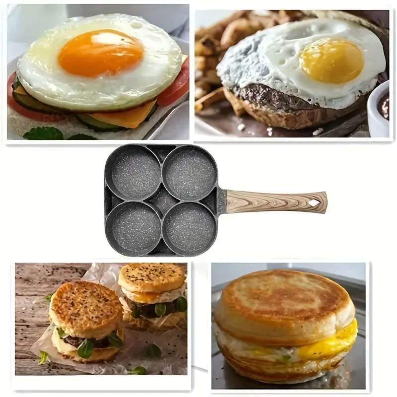 1pc versatile 4 hole non stick frying pan for   eggs dumplings steaks   aluminum alloy   breakfast more induction cooktop compatible details 5