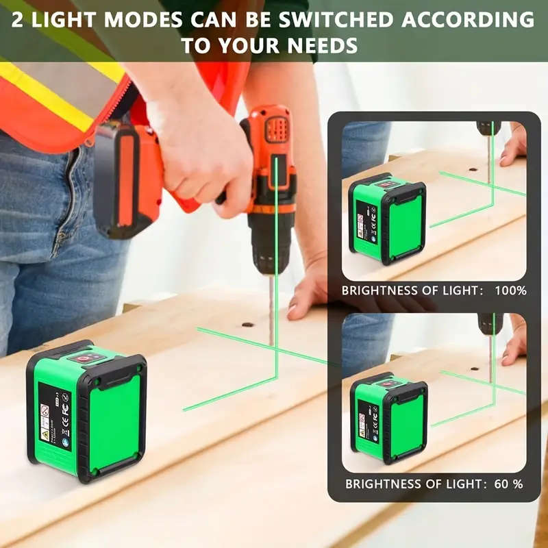 HILDA Compact Green Laser Level - 2-Line High Precision Self-Leveling Tool with Infrared Beam