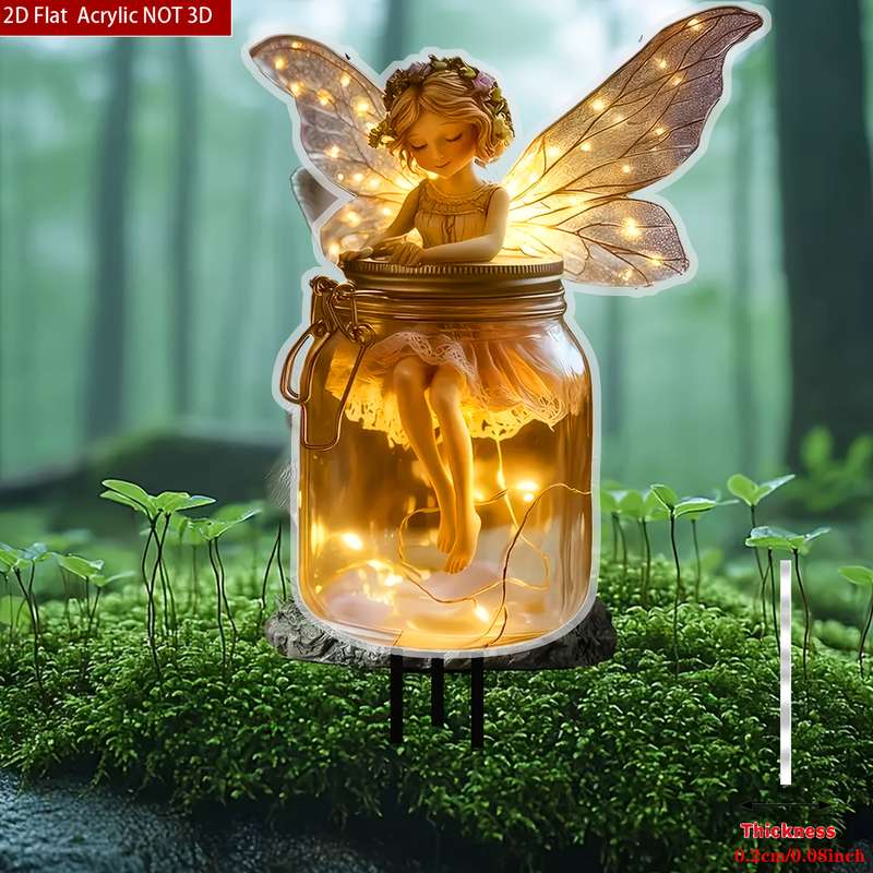 1pc 2D Flat   Bohemian Style Acrylic Fairy 16.51cmx 20.32cm Whimsical Garden Stake Perfect for