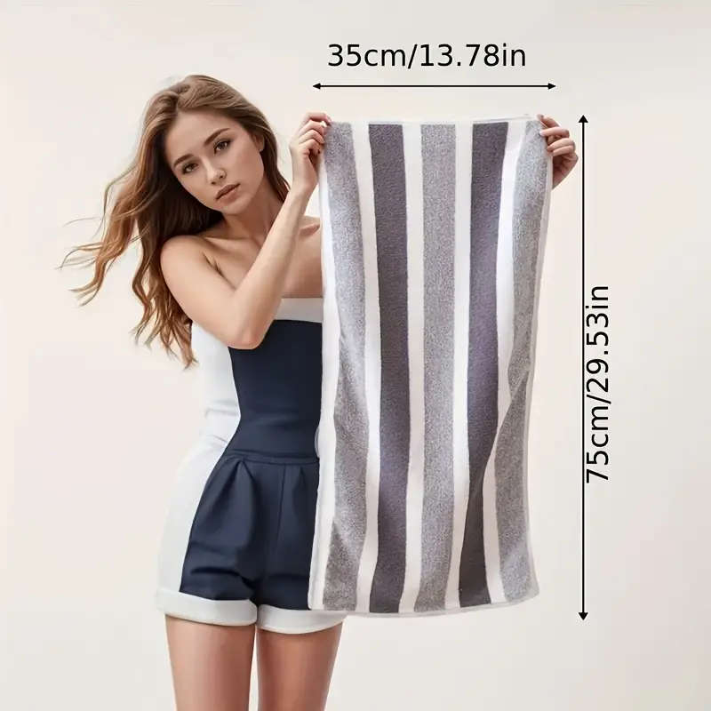 5Piece Ultra-Soft Coral Fleece Towel Set Quick-Dry Striped for Shower Sports Travel Yoga Premium Pol