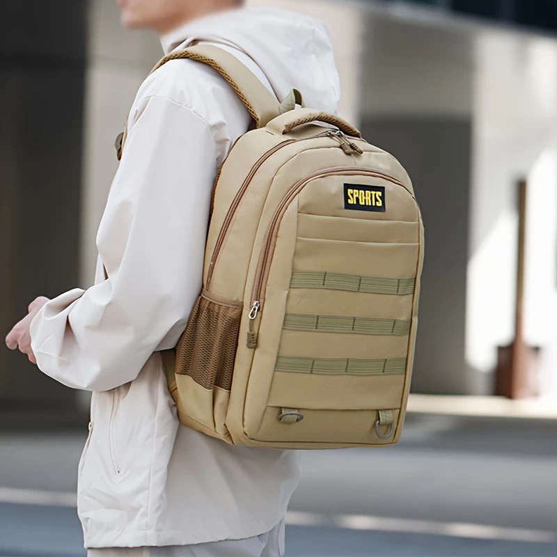 1pc Mens Casual Nylon Backpack with Laptop Compartment Lightweight Adjustable Straps Zipper Closure