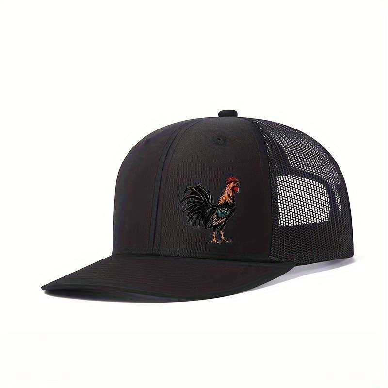 1pc Breathable Mesh Baseball Cap with Vibrant Rooster Print Adjustable Snapback Perfect for Casu