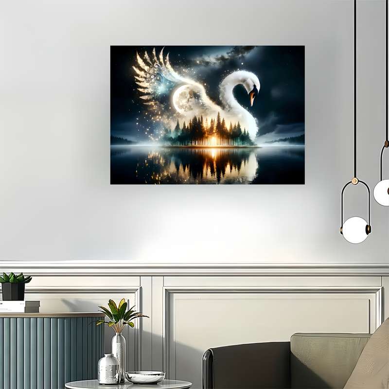 1000pcs Mystical Swan Moon Night Sky Puzzle Challenging DIY Brain Teaser for Adul