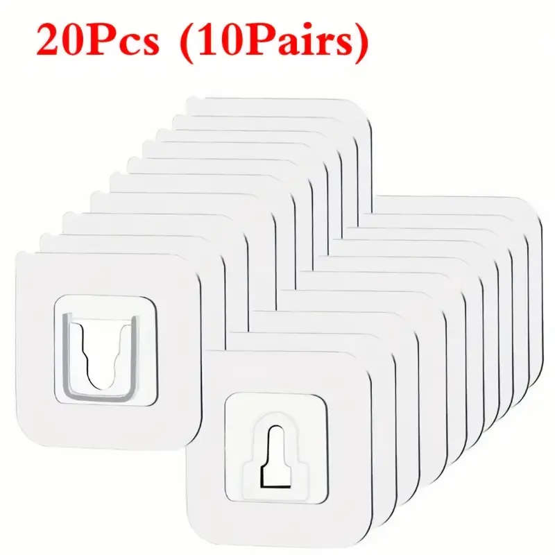 10 Pairs of Powerful Adhesive Hooks with No Trace No Drilling Multi-functional Bathroom and Kitchen