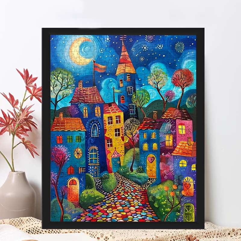 1000pcs Colorful Artistic Jigsaw Puzzle for Adults Vibrant Street Scene Paper Puzzl