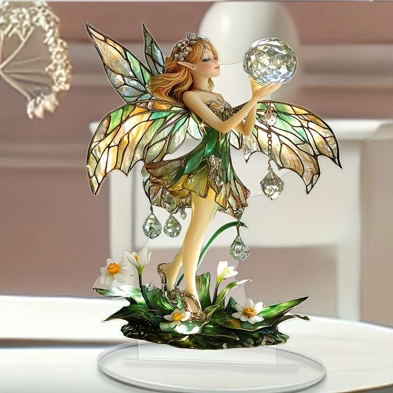 1pc 2D Flat  Enchanted Fairy Acrylic Desk Ornament 17.78cm x 15.24cm Perfect Birthday Gift for S