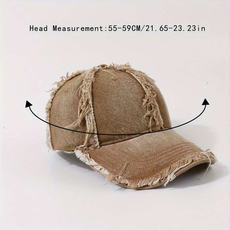 1pc 1 Trendy Two-Toned Baseball Cap with Distressed Frayed Brim Adjustable Dad Hat for Sun Protec