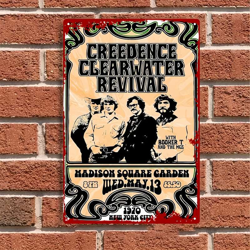 1pc Vintage Credence Clearwater Revival Metal Wall Art 20.32x30.48 cm Retro Iron Painting for Hom
