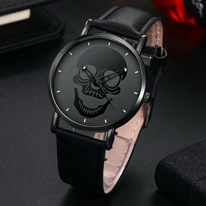 2pcs set Men'S Watches Stylish Digital Round Dial Quartz Watch with PU Woven Wrap Wristband Perfect