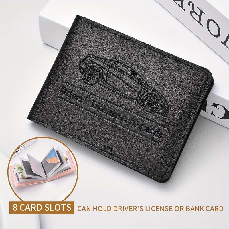 1pc DEABOLAR Driver's License ID Card Holder Stylish Car Design Wallet for Credit Cards Compac