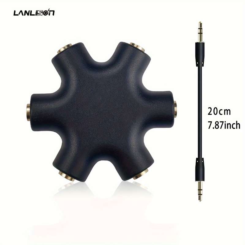1pc 3.5mm Audio Splitter Cable Share Music with 5 Headphones Durable ABS Available in White