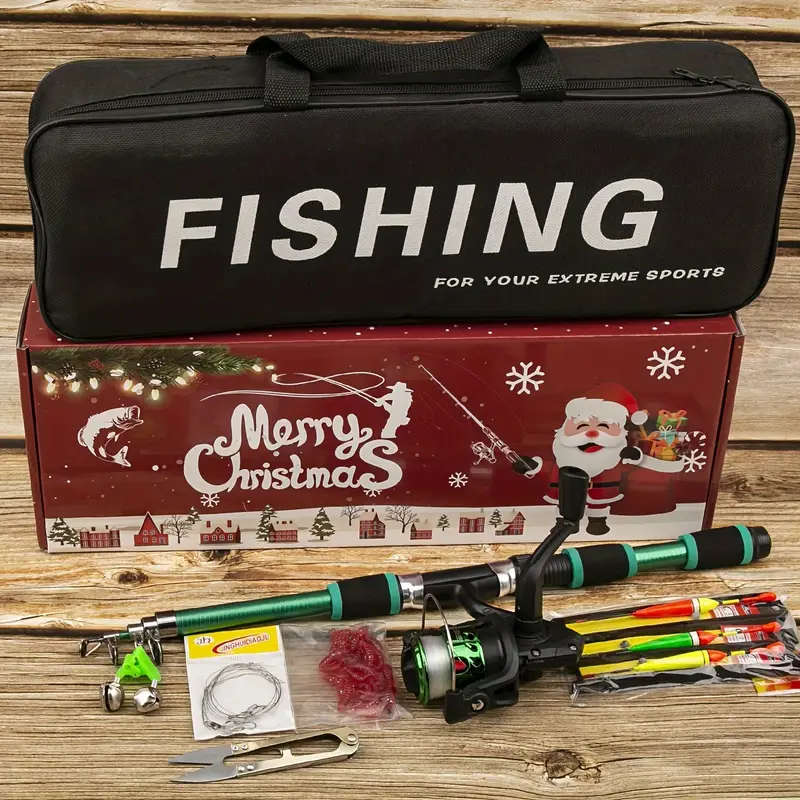 Fishing Rod Set 2.1m Multi-Color Telescopic Fishing Rod Spinning Reel Portable Fishing Gear Bag
