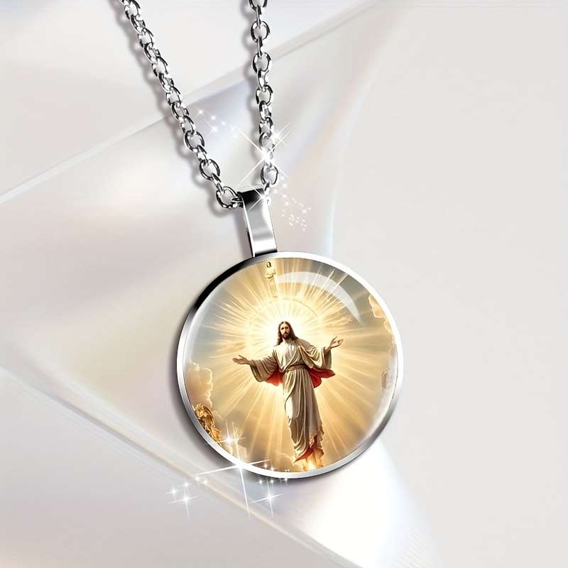 1 Piece Silvery Jesus Theme Pendant