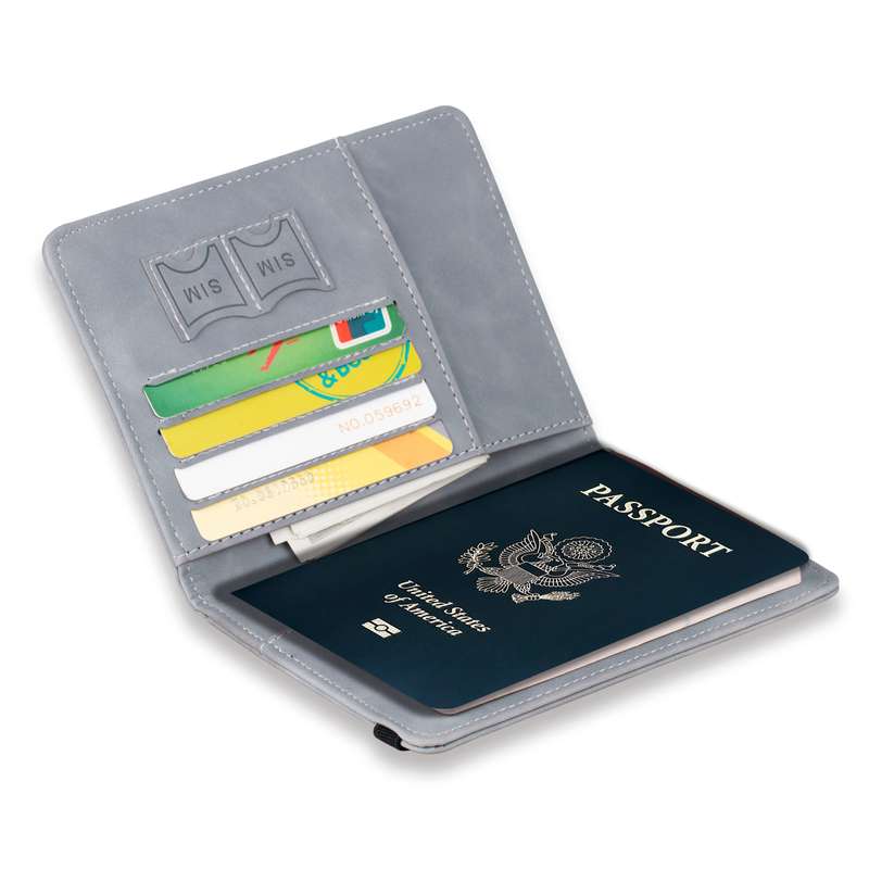 1pc OBCREATOR Faux Leather Travel Passport Holder Wallet Sleek Black Design with Multiple Compart
